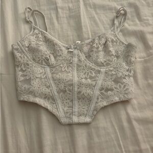 SHEIN White Lace Bustier Top